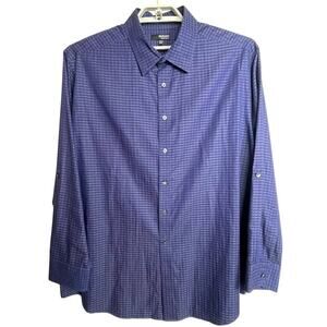 Murano Liquid Luxury Men's Size 2XB Big & Tall Button Up Long‎ Sleeve Blue Shirt